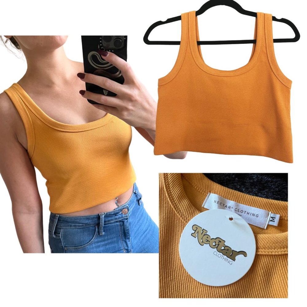 Nectar Clothing Ribbed Crop Tank | Mustard Yellow | M
